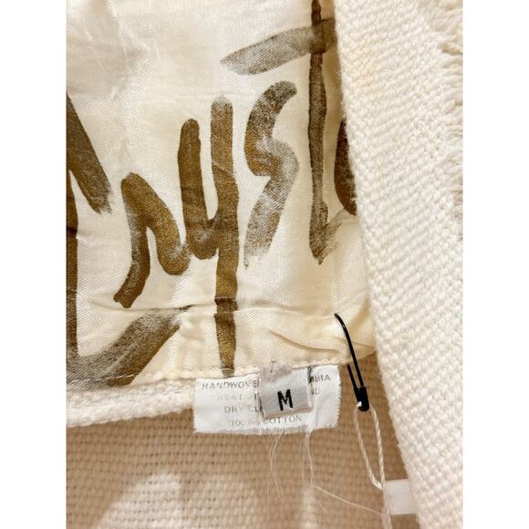 Crystal Embellished Fringe Cape Cotton Oversized Jacket White Multi Women Size M - Picture 7 of 7